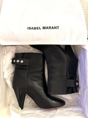 Isabel Marant Black Leather Ankle Boots